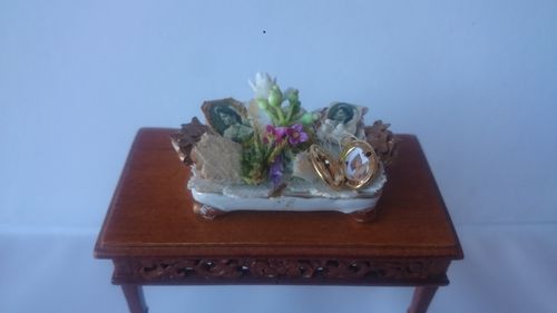 272-White and gold porcelain tray,